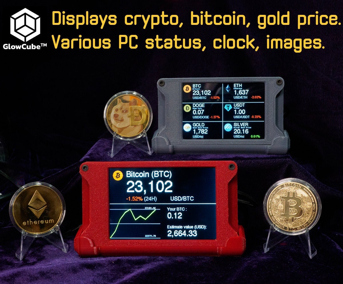 New 2023 4-in-1 Wifi Crypto, Gold, Silver Price USB Monitor, CPU GPU Load  Temp Fps Clock and Sd Card Image Slideshow Custom 3D Printed Case. - Etsy