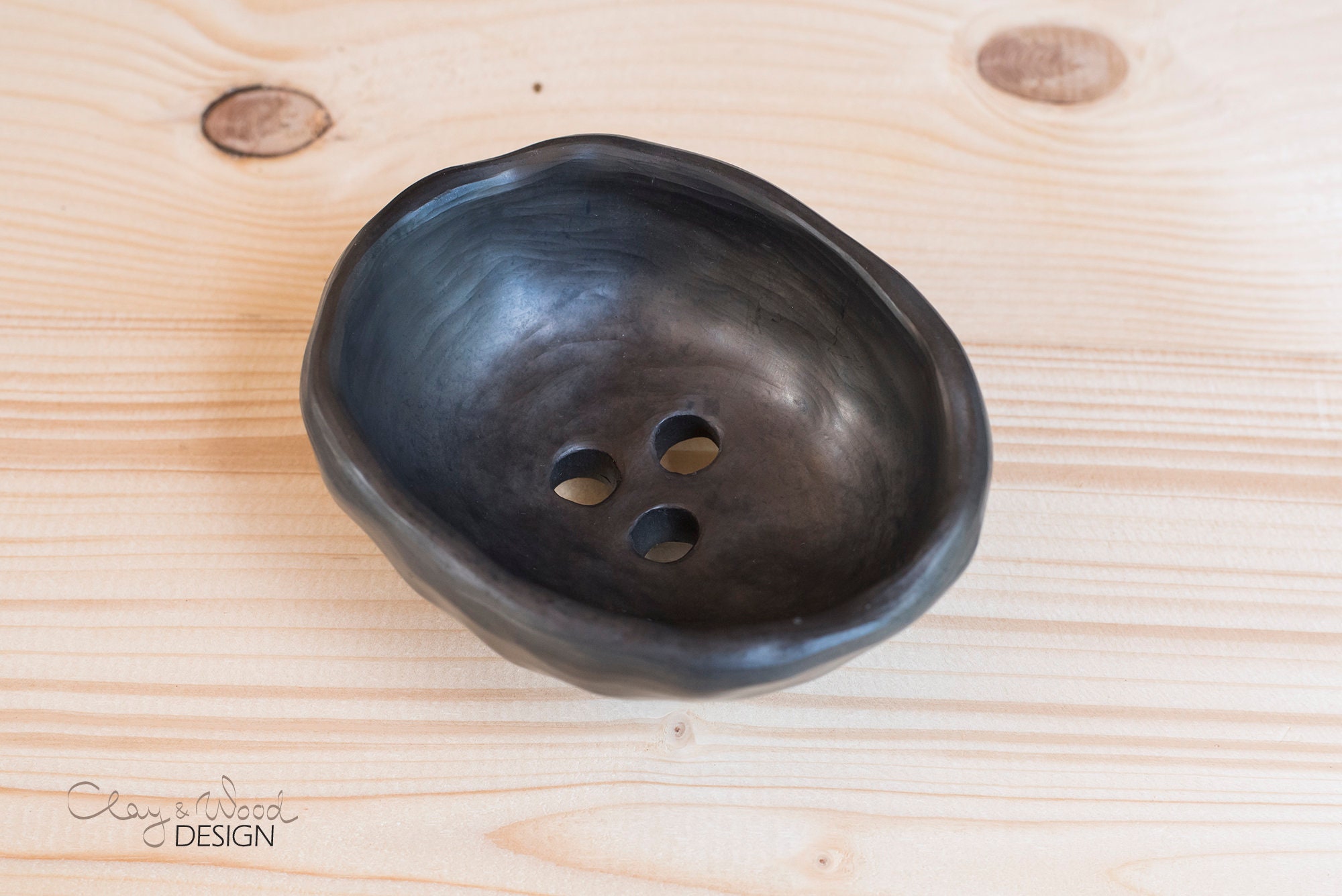 Black ceramic bathroom accessories set of 2 items. Handmade Etsy