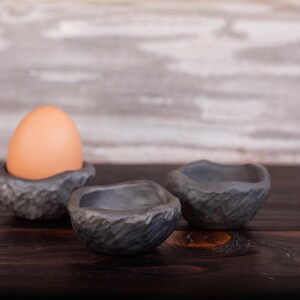 Handmade Black Ceramic Egg Cup Set - Nordic Minimalist Pottery