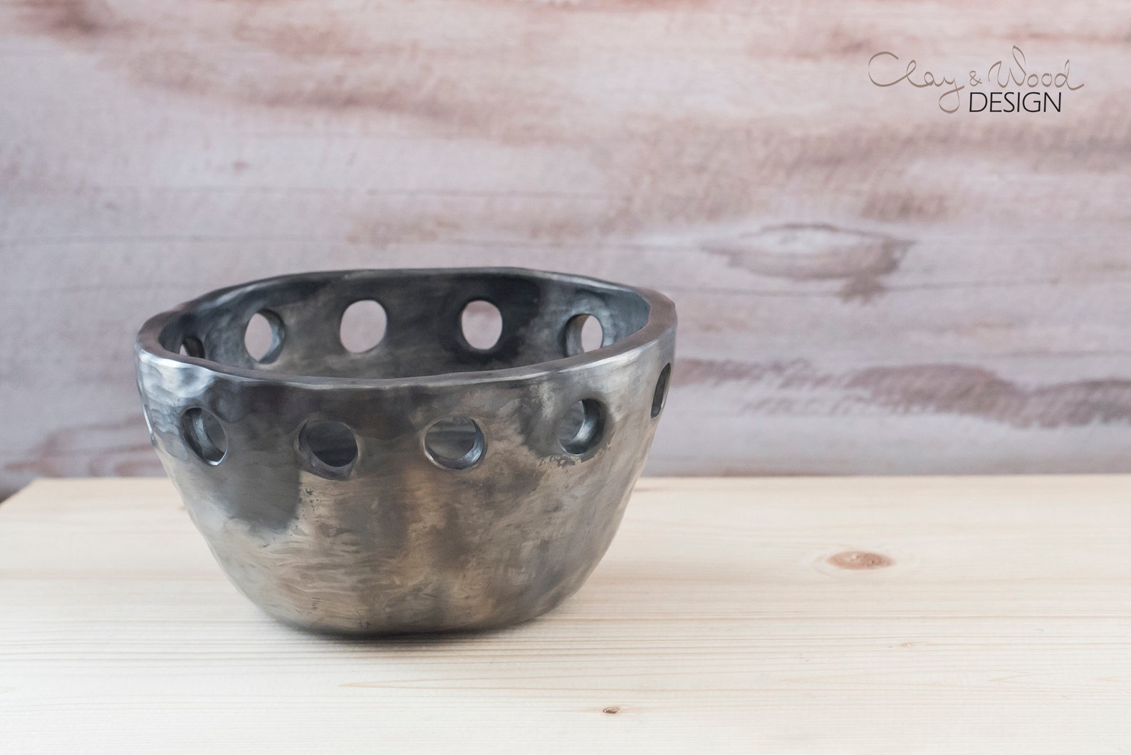 Black Ceramic Bowl With Decorative Holes. Handmade Pottery Etsy