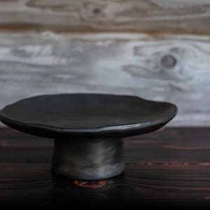 Ceramic raiser for keys, trinkets or jewelry. Candle holder. Handmade black pottery. Minimalist.