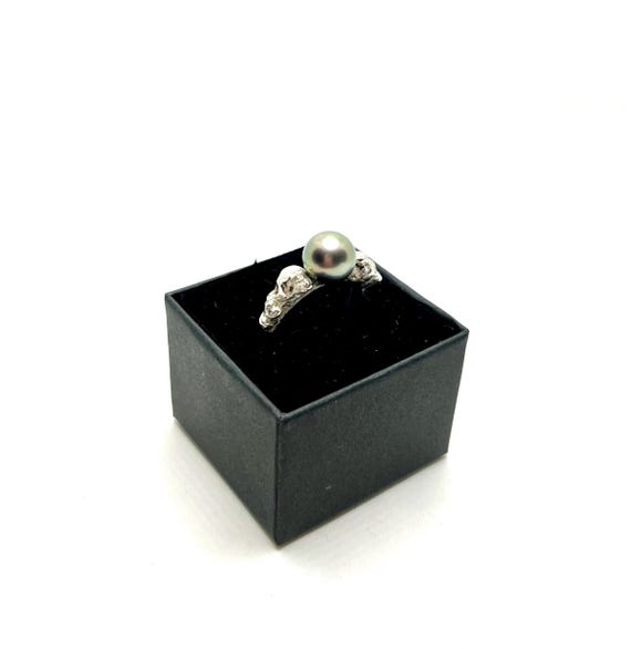 Tahitian Pearl Silver Ring - Unique Design, Elegant Ring, Gift for Her, Handcrafted Jewelry, Fashion and Style