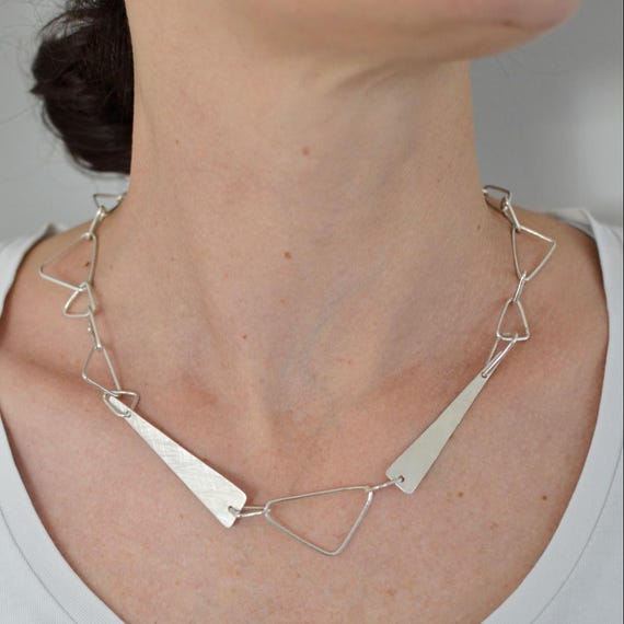Silver Wire Necklace | Triangle Chain with Spring Clasp | Elegant Jewelry, Gift for Her, Fashion Accessories
