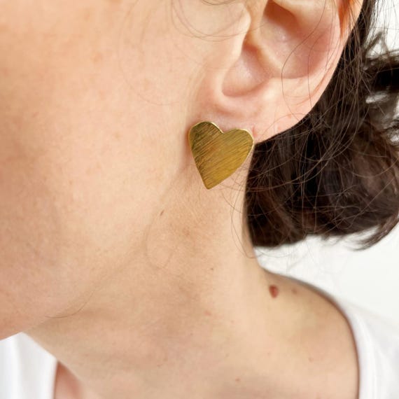 Brass Heart Earrings – Unique Handcrafted Jewelry