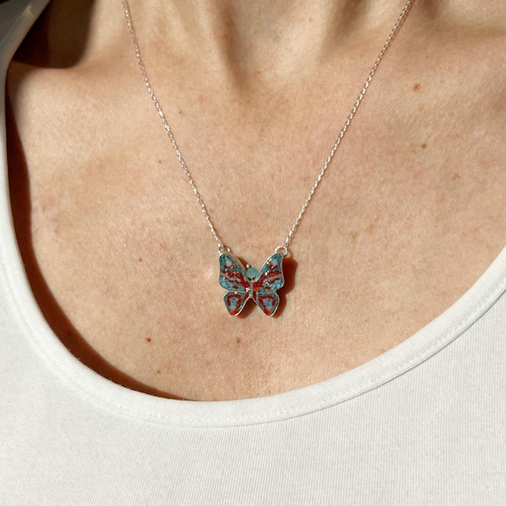 Micromosaic Butterfly Necklace | Unique Handmade Jewelry