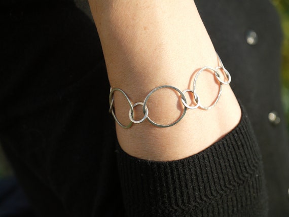 Adjustable 925 Silver Circle Bracelet | Handmade in Italy, Gift for Her, Adjustable Silver Bracelet