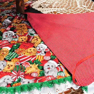 40 inch reversible Christmas tree skirt, doggie skirt, Christmas tree skirt, home decorations,