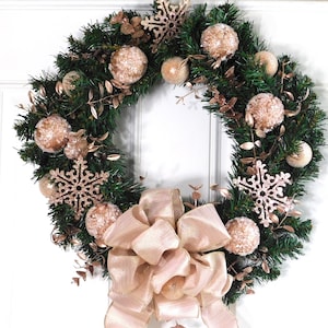Christmas wreath, champagne, 18 inch wreath, champagne ornaments, elegant wreath, door decor, wall decoration, #5156