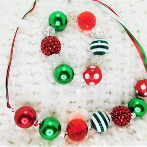 Children&#39;s jewelry, beaded bracelet, beaded necklace, colorful gumball beads, gift, stocking stuffers, grandchild gift,  #1185
