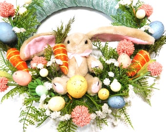 12-inch Easter bunny wreath, wreath, bunny, Easter, wall decoration, children's room decor, gift, #5135