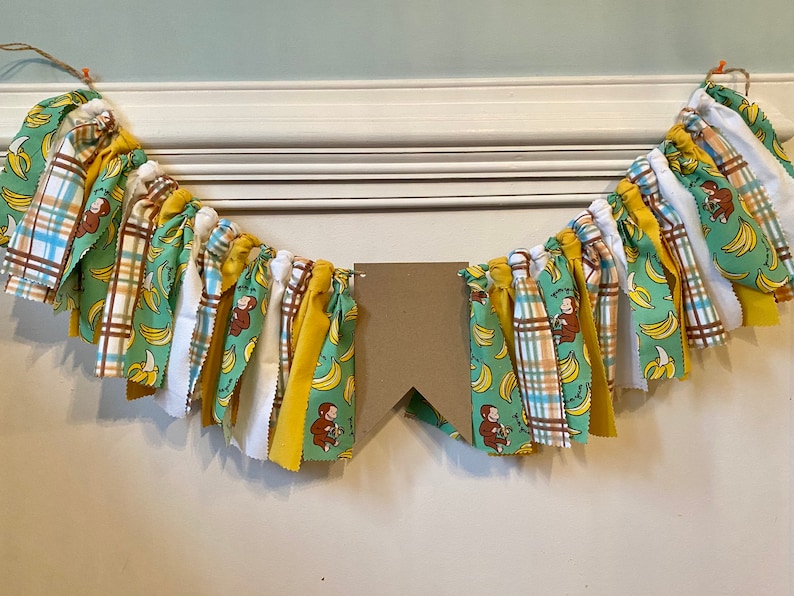 one birthday banner monkey theme going bananas Curious George first birthday banner