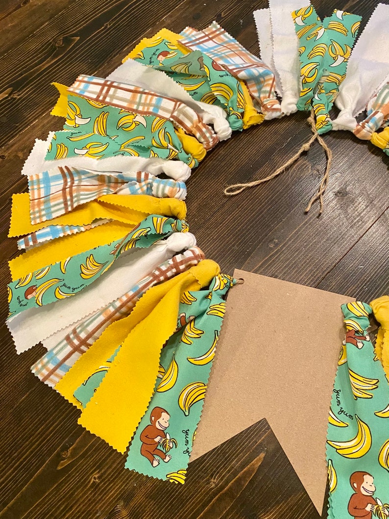 one birthday banner monkey theme going bananas Curious George first birthday banner