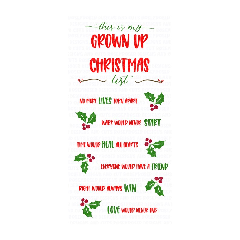 Grown Up Christmas List SVG Cut File | Etsy