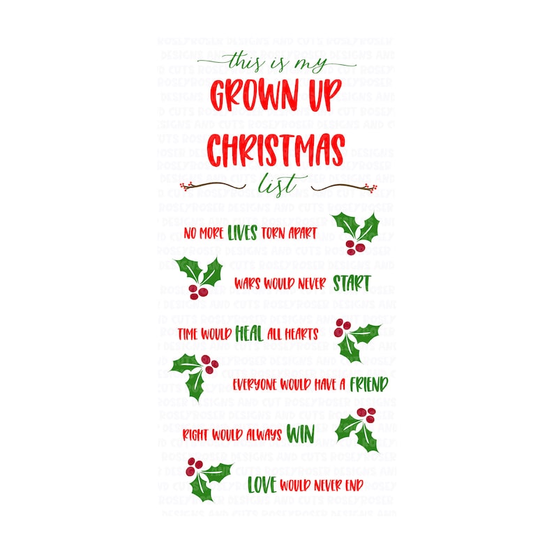 Grown Up Christmas List SVG Cut File Etsy