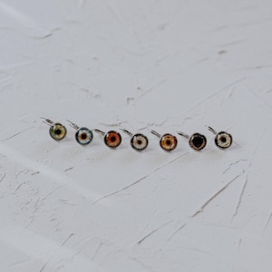 eyeball oddity eye earrings stainless steel leverback realistic iris earring durable high quality strange unique gifts gauge friendly