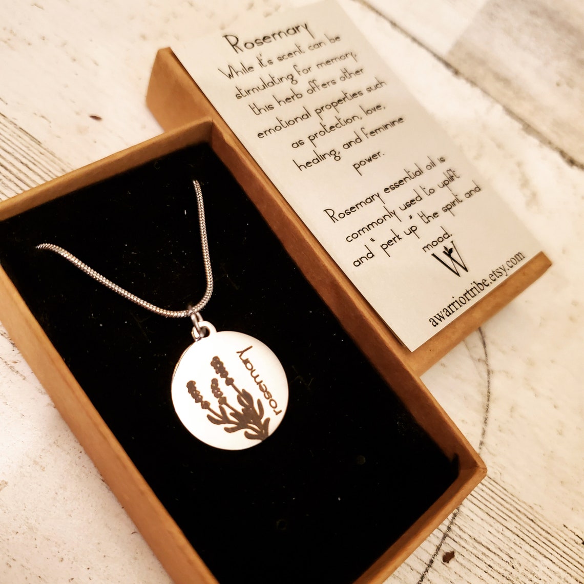 Rosemary Pendant Necklace Amulet in Stainless Steel. Wearable Etsy