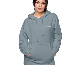 Mossify Pigment-Dyed Hoodie Unisex – Embroidered Cotton-Blend Streetwear with Vintage Wash | Plant Lover Sweatshirt | Made to Order - Thick