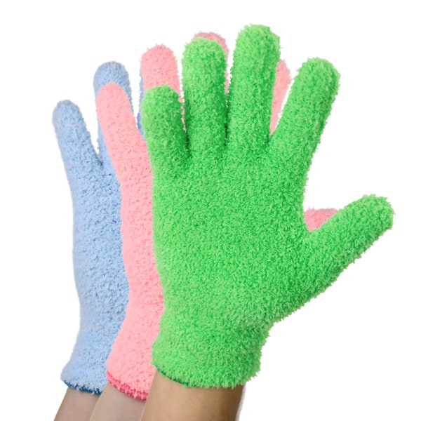 1 Paar Mikrofaser-Handschuhe mit schimmernden Blättern - Schonende Reinigung für Pflanzenlaub - Ultraweiche Mikrofaser zur Entstaubung