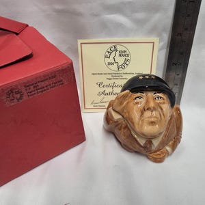 Kevin Francis Face Pot General Patton Military Army signed Neil Eyre LE Vintage Trinket Ring Coin Box MIB COA Rare