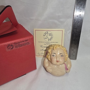 Kevin Francis Face Pot Cupid Valentine Love Blonde Head Hair Angel Wings signed Neil Eyre LE Vintage Trinket Ring Coin Box MIB COA Rare