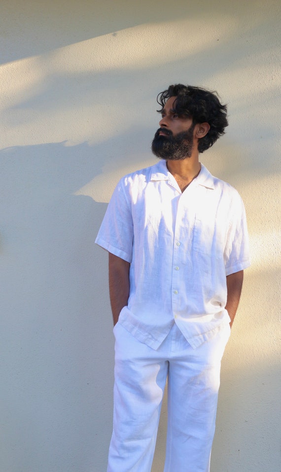 Linen Vintage button up shirt 1980s - 1990s - Col… - image 6