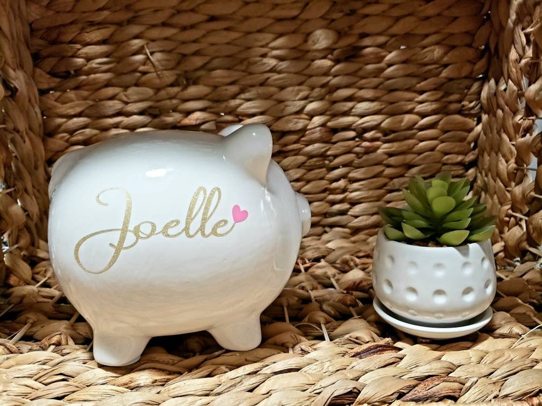 Piggy Bank With Name and Date, Personalized Kids Piggy Bank, Baby