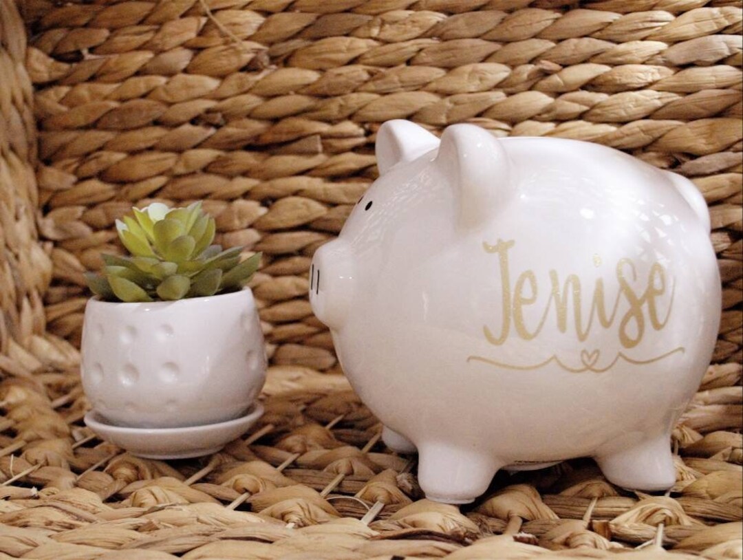 Piggy Bank With Name and Date, Personalized Kids Piggy Bank, Baby