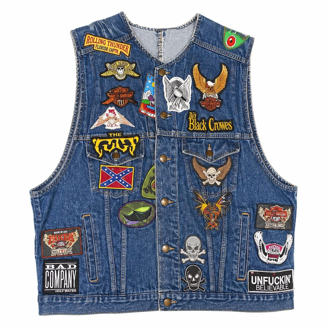 Vintage 1990's German Biker's Denim Vest With Events Patches ...