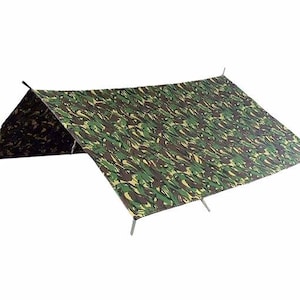 New old stock British army surplus tarp, shelter sheet, basha, tent, stretchers DPM camo with storage bag