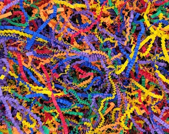 MRMX 1/2 lb Crinkle Cut Thick Quality 90 gsm Paper Shred Fillers in Zip Lock Bag, Make Gifts Look Pretty! Vibrant Rainbow.