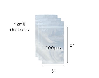 MRMX 100pcs Self Locking 3" x 5" Plastic Bags 2 mil Thick All Purpose Storage Baggies Zip Lock Reusable Organizer