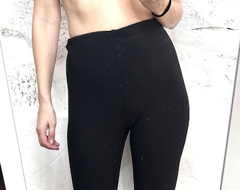 Leggings longs évasés / Pantalon slim noir / Pantalons fendus / Leggings taille haute / Pantalon esthétique gothique grunge - XS