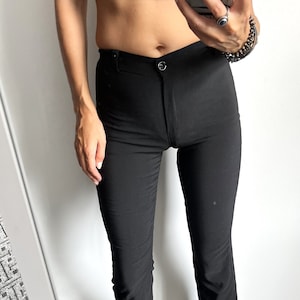 90-tals skinny svarta byxor, minimalistiska tajta byxor, goth grunge leggings, - XS