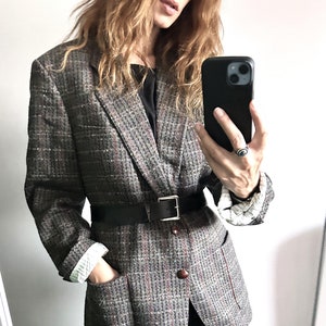Blazer unisex in tweed / Giacca colori terra / Giacca elegante / Giacca in lana / Giacca da abito marrone - S - M