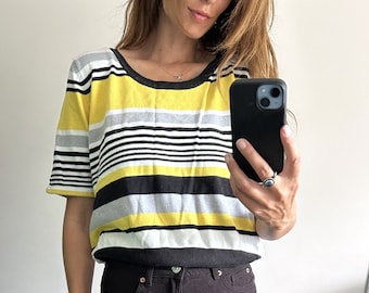 Old School Ringeltop / Sport Retro Top / Adretter 70er Jahre Strick Top - Large