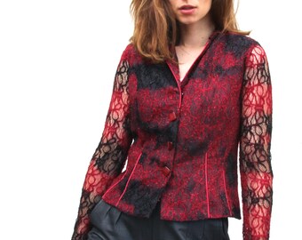 burgundy lace jacket