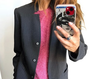 Tweed Classy Blazer For Women / Business Jacket / Gray Classic Blazer / Formal Ladies Jacket / Office Business Suit Jacket - M