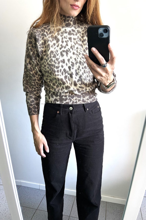 Leopard Crop Sweater / Rockabilly Top / Pin Up Gi… - image 2
