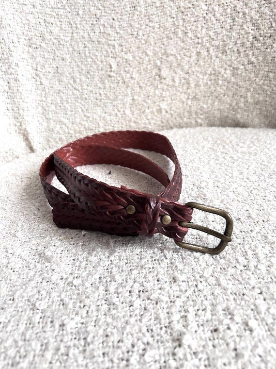 Vintage 70s Woven Eco Leather Belt: Boho Brass Buckle - Etsy  display picture 3