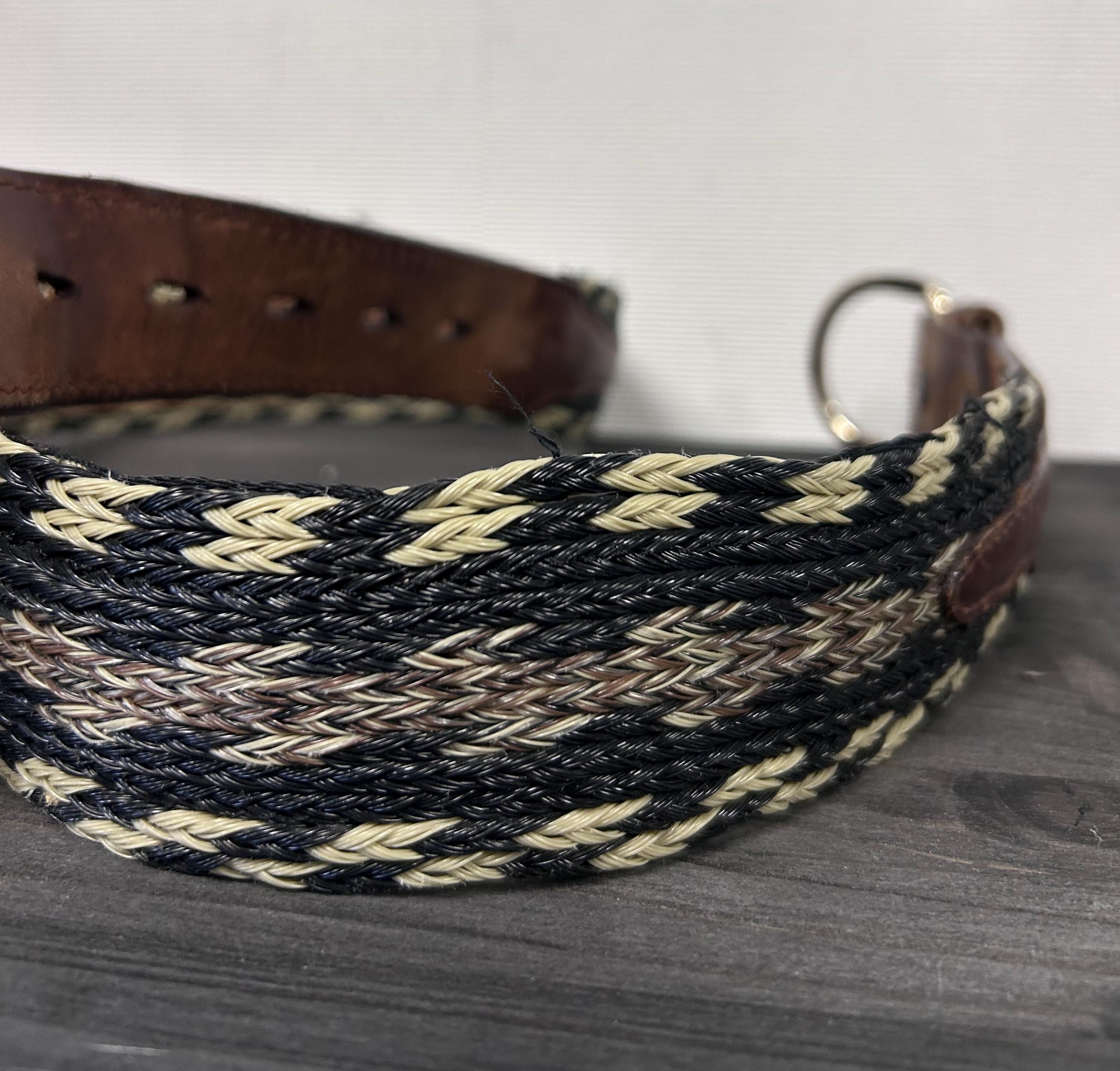 Unique Vintage Thick Woven Leather Brown Belt Heavy Buckle Square Texture S Vintage Brown Leather Belt: Thick Wide Woven Retro Accessory  main image 2