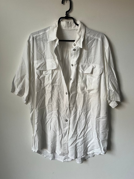 White Long Shirt / Oversized Short Sleeve Top / F… - image 5