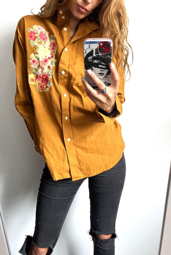 80's Mustard Novelty Ladies Shirt / Work School B… - image 1