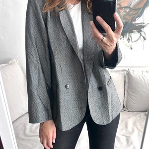 Klassischer Retro Blazer für Frauen / Business Vintage Lady / Minimal Jacke / Tweed Jacke / Capsule Top Wear / Zweireihiges Sakko - M