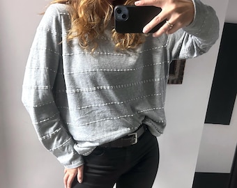 Jersey informal gris estilo Y2K, suéter minimalista de punto, talla L