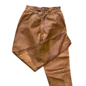 Vintage bruna läderbyxor, höga bohemiska byxor, lantlig, casual, västerländskt mode, XS bild 5