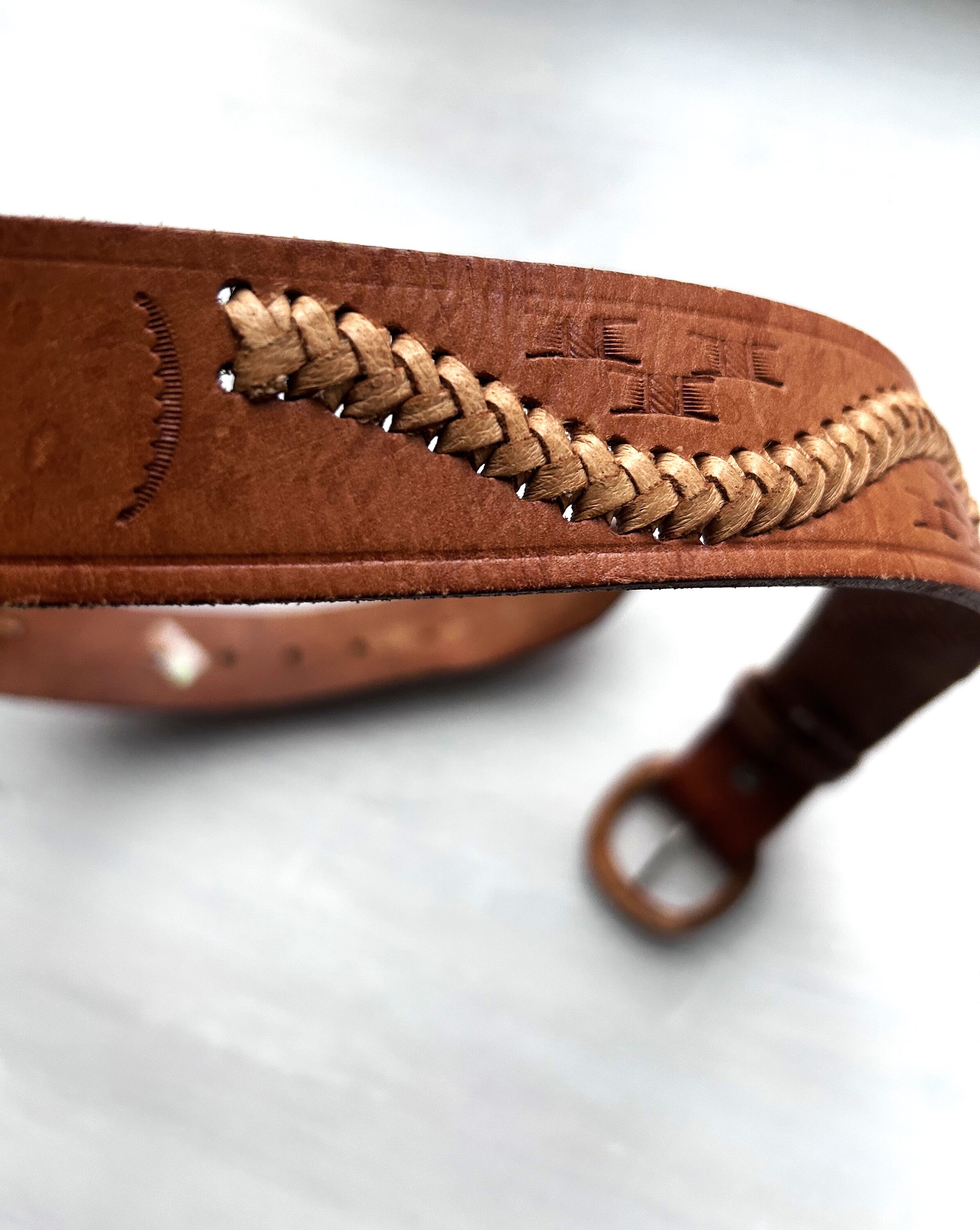 Vintage Bronze Crumrine Tooled Leather Western Statement Belt Unisex Size 36 Western Tooled Leather Belt 38 main image 4