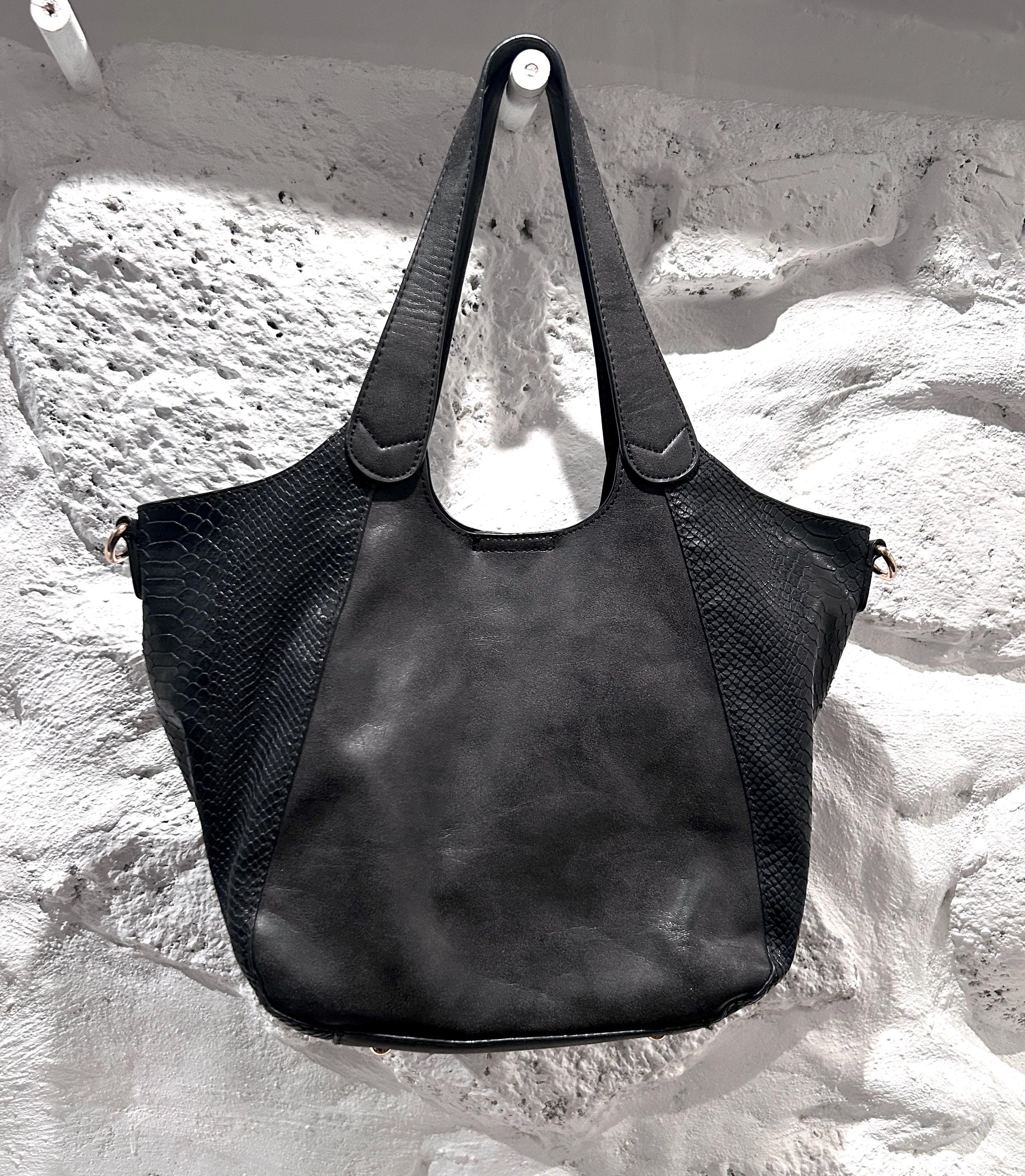 Y2K Black Faux Leather Hobo Bag: Snake Skin Detail - Etsy