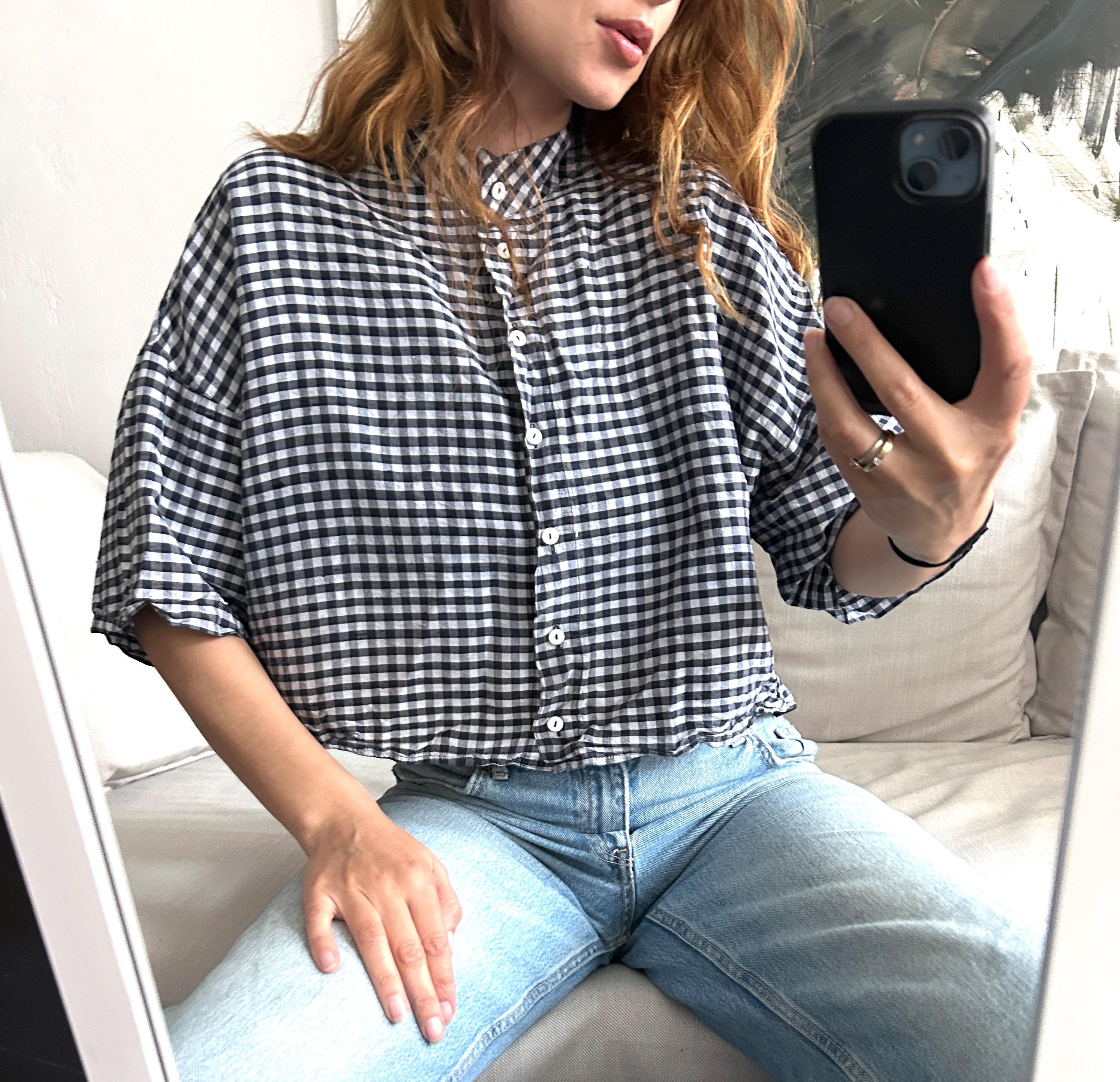 【2plan】Jade crop check shirt The Boxy Crop Shirt | Banana Republic