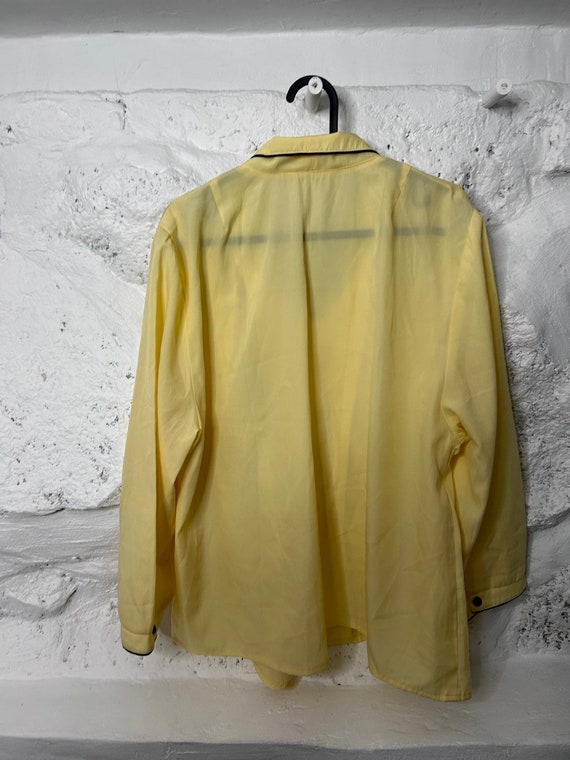 Blusa con lazo en el cuello Blusa amarilla pastel Camisa con lazo en el cuello Blusa retro Blusa de trabajo para la oficina Blusa para maestra L Etsy Espana