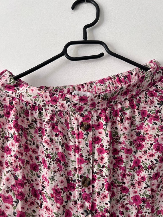 Romantic Bubble Pink Skirt / Cute Roses Printed S… - image 8